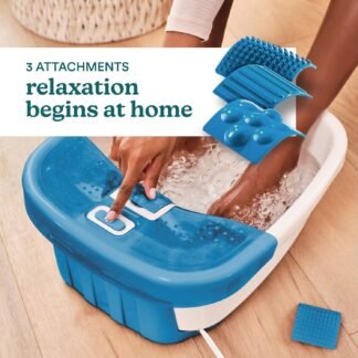 HoMedics Bubble Bliss Deluxe Foot Spa with Heat Massaging Arch, 3 Acupressure Attachments, Splash Guard, Raised Nodes Creates Bubbles, Improves Circulation, Soothe Tired Muscles