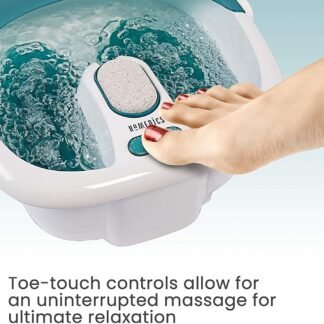 HoMedics Bubble Spa Elite Footbath, 2-in-1 Removable Pedicure Center, Toe-Touch Control, Easy Tote Handle No-Splash, FB-450H