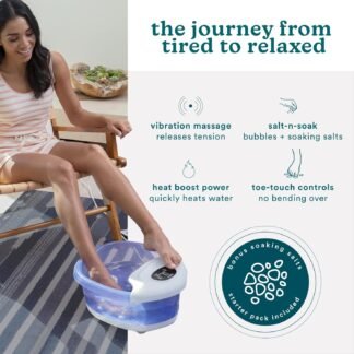 HoMedics Salt-N-Soak Footbath with Heat Boost and Soaking Salt Starter Kit 4 Soothing Massage Rollers Toe-Touch Controls Splash Guard Bubble Vibration Massage Bath Salt - lunas-mystic-emporium.com HoMedics Salt-N-Soak Footbath with Heat Boost and Soaking Salt Starter Kit, 4 Soothing Massage Rollers, Toe-Touch Controls, Splash Guard, Bubble, Vibration Massage, Bath Salt...