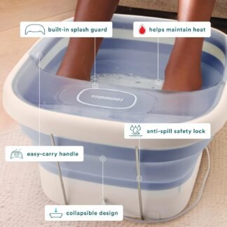 HoMedics Smart Space Essential Collapsible Footbath, Invigorating Bubble Massage, Heatkeep Technology, Patented Collapsible Design, Safety-Lock System, Safe for Bath Salts, Bath...