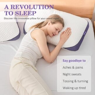 HOMELAB Adjustable Shredded Memory Foam Pillow Queen Size, Cooling Bed Pillow for Sleeping with Removable Cover, Medium Pillow for Side Stomach & Back Sleepers, 1 Pack 20"x28"