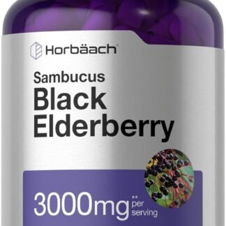 Horbäach Black Elderberry | 3000mg Capsules | 180 Count | Non-GMO, Gluten Free | Sambucus Extract Supplement