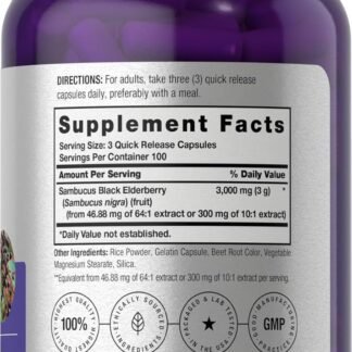 Horbäach Black Elderberry | 3000mg Capsules | 300 Count | Non-GMO Gluten Free | Sambucus Supplement - lunas-mystic-emporium.com Horbäach Black Elderberry | 3000mg Capsules | 300 Count | Non-GMO, Gluten Free | Sambucus Supplement
