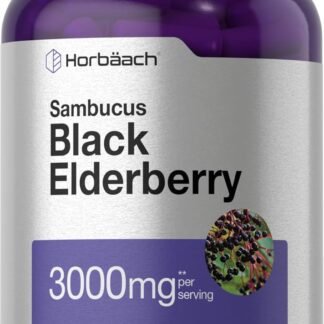 Horbäach Black Elderberry | 3000mg Capsules | 300 Count | Non-GMO, Gluten Free | Sambucus Supplement