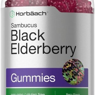 Horbaach Black Elderberry Gummies | 120 Count | Sambucus Extract | with Zinc and Vitamin C | Berry Flavor | Vegan, Non-GMO, and Gluten Free Supplement for Adults