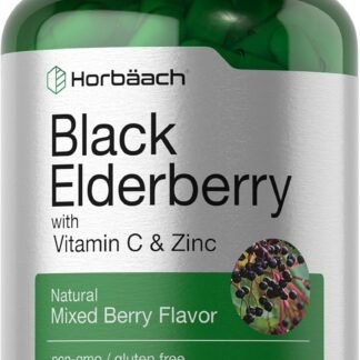 Horbaach Black Elderberry with Vitamin C and Zinc | 90 Chewable Tablets | Mixed Berry Flavor | Immune Support Complex | Vegetarian, Non-GMO, and Gluten Free Supplement