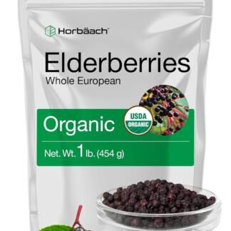 Horbäach Elderberries Dried Organic | 1 lb Bulk Bag | Whole European | Non-GMO, Gluten Free | Sambucus Nigra