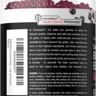 Horbaach Sambucus Black Elderberry Gummies | 60 Count | with Zinc and Vitamin C | Vegan, Non-GMO, Gluten Free Extract for Adults | Berry Flavor | by Berkshire Labs