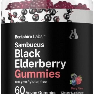 Horbaach Sambucus Black Elderberry Gummies | 60 Count | with Zinc and Vitamin C | Vegan, Non-GMO, Gluten Free Extract for Adults | Berry Flavor | by Berkshire Labs