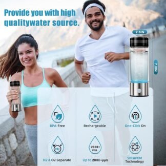 Hydrogen Water Bottle Generator, 15oz Rechargeable Glass Design, Up to 2000PPB in 3 Minutes, A Meaningful Gift for Parents & Those You Care About