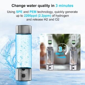 Hydrogen Water Generator Bottles, Hydrogenated Water Bottle with SPE PEM Technology, 460ml(16OZ) Hydrogen Water Bottle Generator for Home, Office, and Travel-Certified H2...