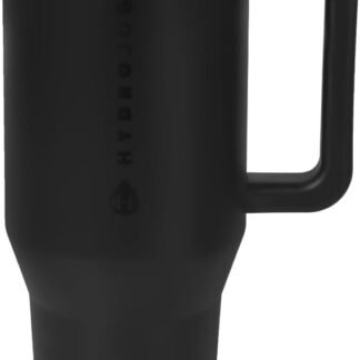 HydroJug Traveler - 40 oz Water Bottle with Handle & Flip Straw - Fits in Cup Holder, Leak Resistant Tumbler-Reusable Insulated Stainless Steel & Rubber Base - Gifts for Women &...