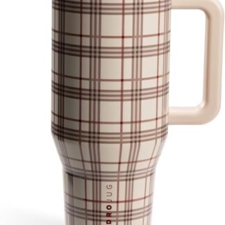 HydroJug Traveler - 40 oz Water Bottle with Handle & Flip Straw - Fits in Cup Holder, Leak Resistant Tumbler-Reusable Insulated Stainless Steel & Rubber Base - Gifts for Women &...