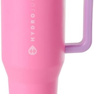 HydroJug Traveler - 40 oz Water Bottle with Handle & Flip Straw - Fits in Cup Holder, Leak Resistant Tumbler-Reusable Insulated Stainless Steel & Rubber Base - Gifts for Women &...