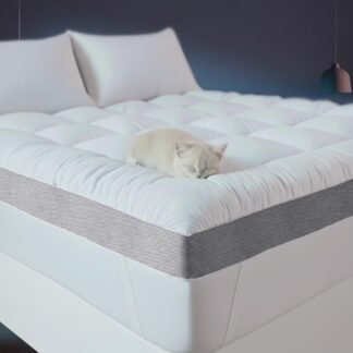 HYPREST 4 Inch Mattress Topper Queen, Thick Cooling Cotton Pillow Top with 2000 GSM Shredded Memory Foam - Soft & Supportive for Back Pain Relief,Non-Slip Bottom
