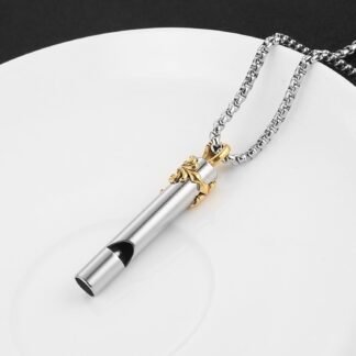 HZMAN Stainless Steel Whistle Necklace for Men Women, 80 Decibel Sports Dog Outdoor Whistle Adventure Gift