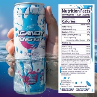 I.CANDY ZERO Energy Drink 24 Pack Caffeine Free, Zero Sugar Zero Calorie Bulk Energy Drinks, 250mg Cognizin Citicoline, No Caffeine Mental Focus Energy Case