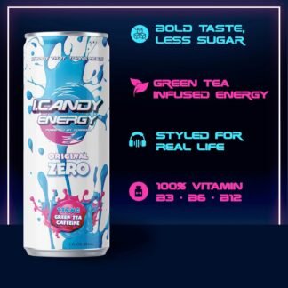 I.CANDY ZERO Energy Drink 24 Pack Caffeine Free, Zero Sugar Zero Calorie Bulk Energy Drinks, 250mg Cognizin Citicoline, No Caffeine Mental Focus Energy Case