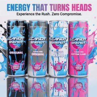 I.CANDY ZERO Energy Drink 24 Pack Caffeine Free, Zero Sugar Zero Calorie Bulk Energy Drinks, 250mg Cognizin Citicoline, No Caffeine Mental Focus Energy Case