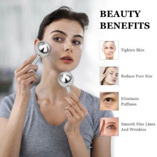 Ice Globes for Face & Eyes - Unbreakless Stainless Steel Cryo Sticks Facial Massage Tools Cold Therapy Cooling Globes to Reduce Puffiness, Wrinkles, Dark Circles Spa &...