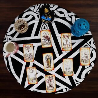 Indian Consigners Altar Cloth Celtic Pentagram Witchcraft Alter Tarot Spread Top Cloth Wiccan Square Spiritual 36 by 36 Sacred Cloth (Celtic Pentagram Silver)