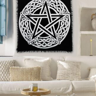 Indian Consigners Altar Cloth Celtic Pentagram Witchcraft Alter Tarot Spread Top Cloth Wiccan Square Spiritual 36 by 36 Sacred Cloth (Celtic Pentagram Silver)
