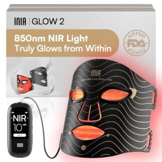 INIA Red Light Therapy Mask for Face – 4 Light Modes with 850nm NIR, Red & Blue LED Light Therapy, 2600mAh Rechargeable LED Face Mask for Radiant Glow at Home, Pink