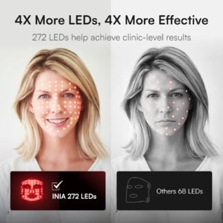 INIA Red Light Therapy Mask for Face, Glow Wireless LED Face Mask Light Therapy with Near-Infrared Red Light (NIR), Rechargeable and Ergonomic Design for Home & Travel