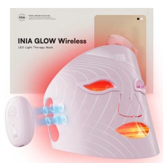 INIA Red Light Therapy Mask for Face, Glow Wireless LED Face Mask Light Therapy with Near-Infrared Red Light (NIR), Rechargeable and Ergonomic Design for Home & Travel