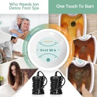 Ionic Foot Bath Detox Machine with Bag, Portable Foot Detox Machine, Ionic Foot Spa Ion Cleanse for Home Beauty Salon Spa with Arrays, 100 Liners