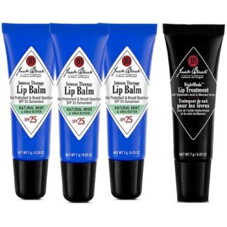 Jack Black Intense Therapy Lip Balm, 0.25-Oz., Pack of 3 – Natural Mint & Shea Butter, SPF 25 Sun Protection, Lip Moisturizer + Jack Black Night Mode Lip Treatment - Overnight...