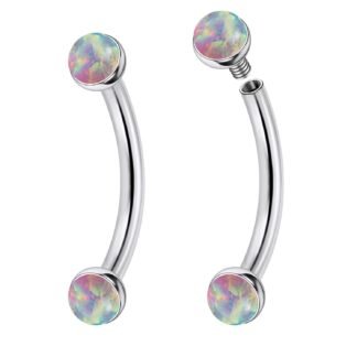 Jenxnjsjo F136 Titanium 16g 6/8/10mm Opal Eyebrow/Rook/Snug/Vertical-Labret/VCH/Snake-Eyes/Anti-Tragus/Christina/Daith/Belly-Button/Bridge/Hood/Surface Curved Barbell Piercing...