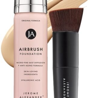 Jerome Alexander MagicMinerals AirBrush Foundation – 2 Piece Set with Airbrush Foundation and Kabuki Brush - Spray Makeup with Anti-aging Ingredients for Smooth Radiant Skin -...