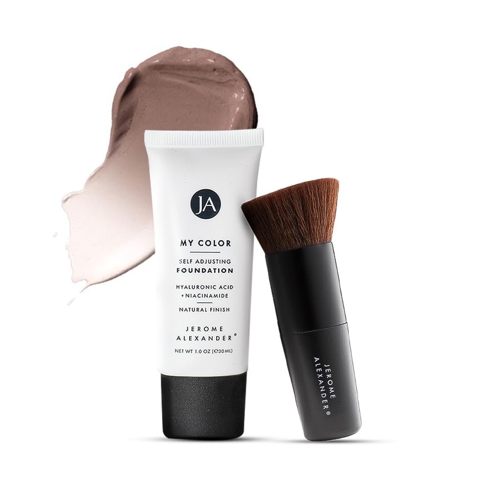 Jerome Alexander My Color Self-Adjusting Foundation Hydrating Lightweight Face Makeup Skincare-Infused with Kabuki Brush Medium 1 oz - lunas-mystic-emporium.com Jerome Alexander My Color Self-Adjusting Foundation, Hydrating & Lightweight Face Makeup, Skincare-Infused, with Kabuki Brush, Medium, 1 oz