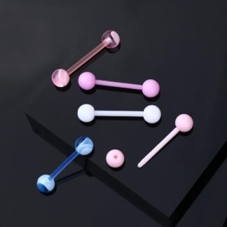 Jewseen 5PCS Tongue Barbells 14G Acrylic tongue piercing jewelry Candy Color tounge bars tongue piercing jewelry tongue rings for women