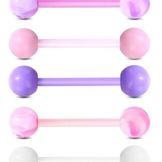 Jewseen 5PCS Tongue Barbells 14G Acrylic tongue piercing jewelry Candy Color tounge bars tongue piercing jewelry tongue rings for women