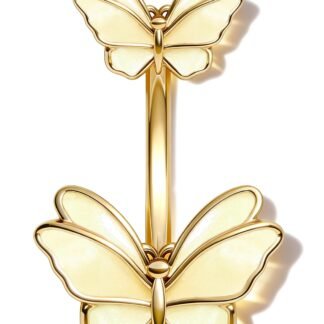 Jewseen Cute Butterfly Navel Ring Belly Button 14g Curved Barbell 2026 Spring Aesthetic Fashion Piercing Jewelry Surgical Steel