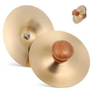 jojofuny 1 Pair Finger Cymbals: 7cm/2.75inch Brass Mini Hand Cymbals for Belly Dancing - Handheld Practice Drums for Kids Musical Instrument Percussion Performance