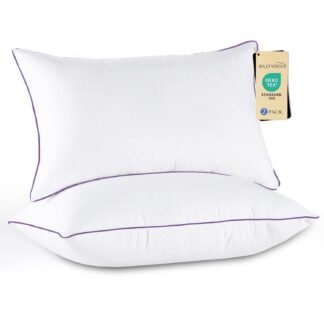 JOLLYVOGUE Pillows Queen Size Set of 2, Medium Supportive Bed Pillows with Super Soft Down Alternative Fill, Luxury Fluffy Hotel Quality for Side, Back, and Stomach Sleepers