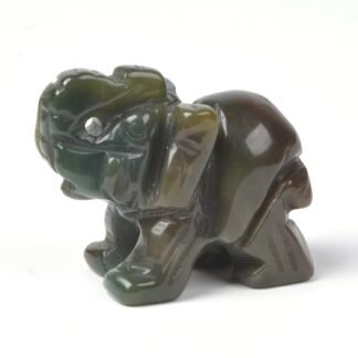 Justinstones Indian Agate Elephant Figurine Office Decor Reiki Chakra Crystal Healing Guardian Desk Decoration Stone Crafts Gemstone Collectible 1.6 inch