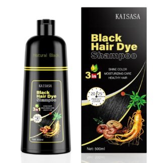 KAISASA Black Hair Dye Shampoo 3 in 1, Hair Color Shampoo for Women and Men, Hair Dye to Cover Gray Hair, Herbal Ingredient Shampoos for Grey Hair Coverage 500ml (Black)