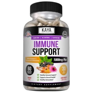 Kaya Naturals Elderberry Immune Support, Elderberry with Zinc and Vitamin C for Adults Vitamins, Probiotics & Turmeric 1000mg Immune System Booster Sambucus Capsules - 60 Count