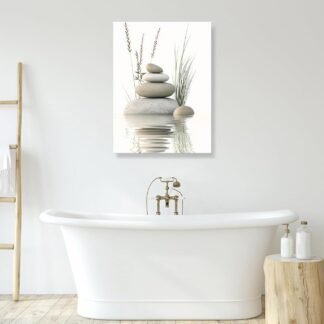 KBIERQN Zen Stone Canvas Wall Art Stacked Stones in Water Poster Print Tranquil Wild Grass Painting Picture for Spa Yoga Meditation Room Bathroom Wall Decor 12x16in Framed Ready - lunas-mystic-emporium.com KBIERQN Zen Stone Canvas Wall Art Stacked Stones in Water Poster Print Tranquil Wild Grass Painting Picture for Spa Yoga Meditation Room Bathroom Wall Decor 12x16in Framed Ready...