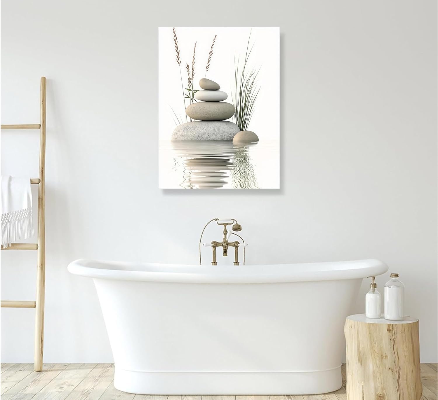 KBIERQN Zen Stone Canvas Wall Art Stacked Stones in Water Poster Print Tranquil Wild Grass Painting Picture for Spa Yoga Meditation Room Bathroom Wall Decor 12x16in Framed Ready - lunas-mystic-emporium.com KBIERQN Zen Stone Canvas Wall Art Stacked Stones in Water Poster Print Tranquil Wild Grass Painting Picture for Spa Yoga Meditation Room Bathroom Wall Decor 12x16in Framed Ready...