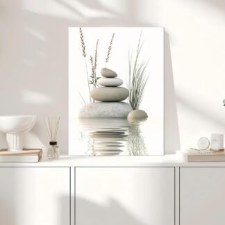KBIERQN Zen Stone Canvas Wall Art Stacked Stones in Water Poster Print Tranquil Wild Grass Painting Picture for Spa Yoga Meditation Room Bathroom Wall Decor 12x16in Framed Ready - lunas-mystic-emporium.com KBIERQN Zen Stone Canvas Wall Art Stacked Stones in Water Poster Print Tranquil Wild Grass Painting Picture for Spa Yoga Meditation Room Bathroom Wall Decor 12x16in Framed Ready...