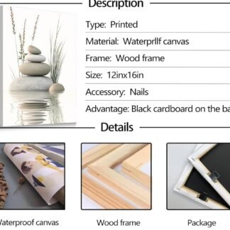 KBIERQN Zen Stone Canvas Wall Art Stacked Stones in Water Poster Print Tranquil Wild Grass Painting Picture for Spa Yoga Meditation Room Bathroom Wall Decor 12x16in Framed Ready - lunas-mystic-emporium.com KBIERQN Zen Stone Canvas Wall Art Stacked Stones in Water Poster Print Tranquil Wild Grass Painting Picture for Spa Yoga Meditation Room Bathroom Wall Decor 12x16in Framed Ready...