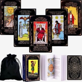 King's palace Rider Waite Tarot Cards for Beginners - 78 Cards with Meanings on Them, Guidebook & Linen Carry Bag Included | Gift Set, Easy to Read | Shuffle-Friendly