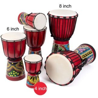 Kmise Djembe African Hand Drum Mini Djembe Mahogany Standard Goat Skin Drumhead (4 inch)