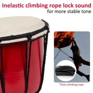 Kmise Djembe African Hand Drum Mini Djembe Mahogany Standard Goat Skin Drumhead (4 inch)