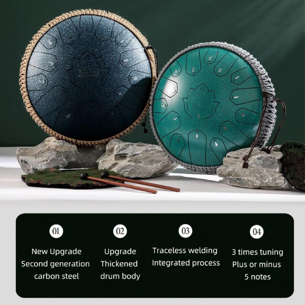 Konrisa Steel Tongue Drum Percussion Instruments 13 Inch 15 Notes C Major Steel Drum Musical for Meditation Yoga Zen Hand Pan Drums Instruments C Major with Drum Mallets and - lunas-mystic-emporium.com Konrisa Steel Tongue Drum Percussion Instruments, 13 Inch 15 Notes C Major Steel Drum Musical for Meditation Yoga Zen, Hand Pan Drums Instruments C Major with Drum Mallets and...